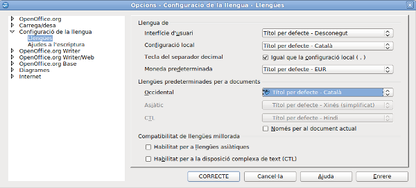 14 llengua per defecte